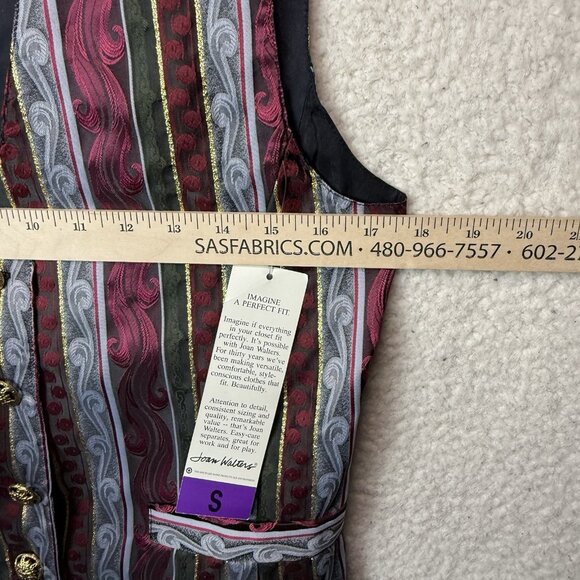 Vintage 80's Joan Walters Vest Striped Fancy Metallic Women's Sz Small Deadstock - Picture 7 of 8